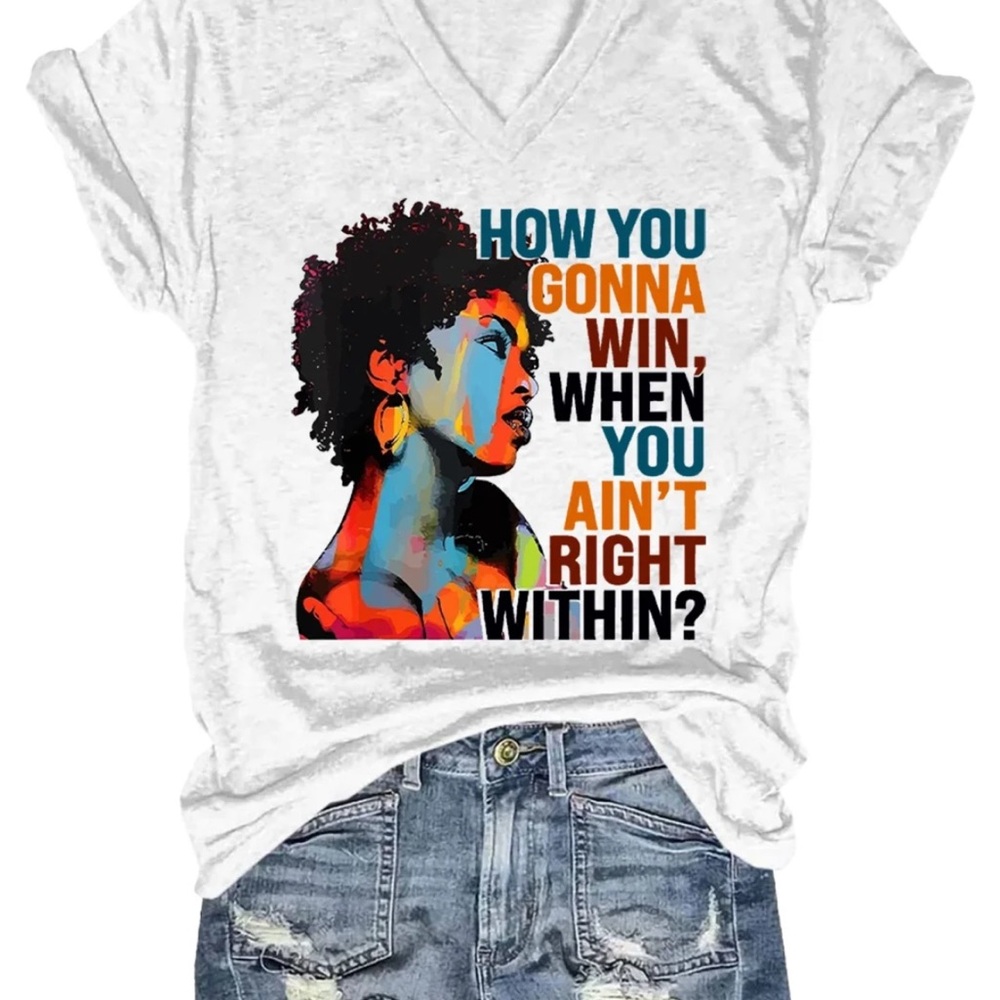 LAURYN HILL XL WOMENS GRAPHIC TEE WHITE V-NECK CASUAL PULLOVER 100% COTTON NWOT